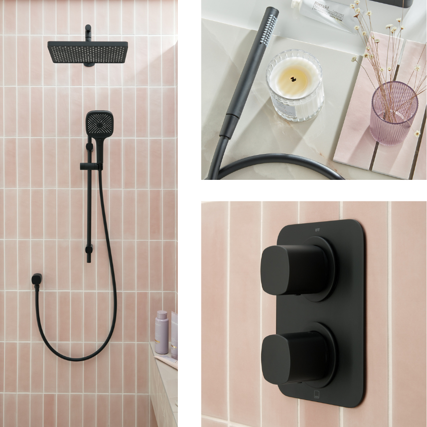 black shower accents