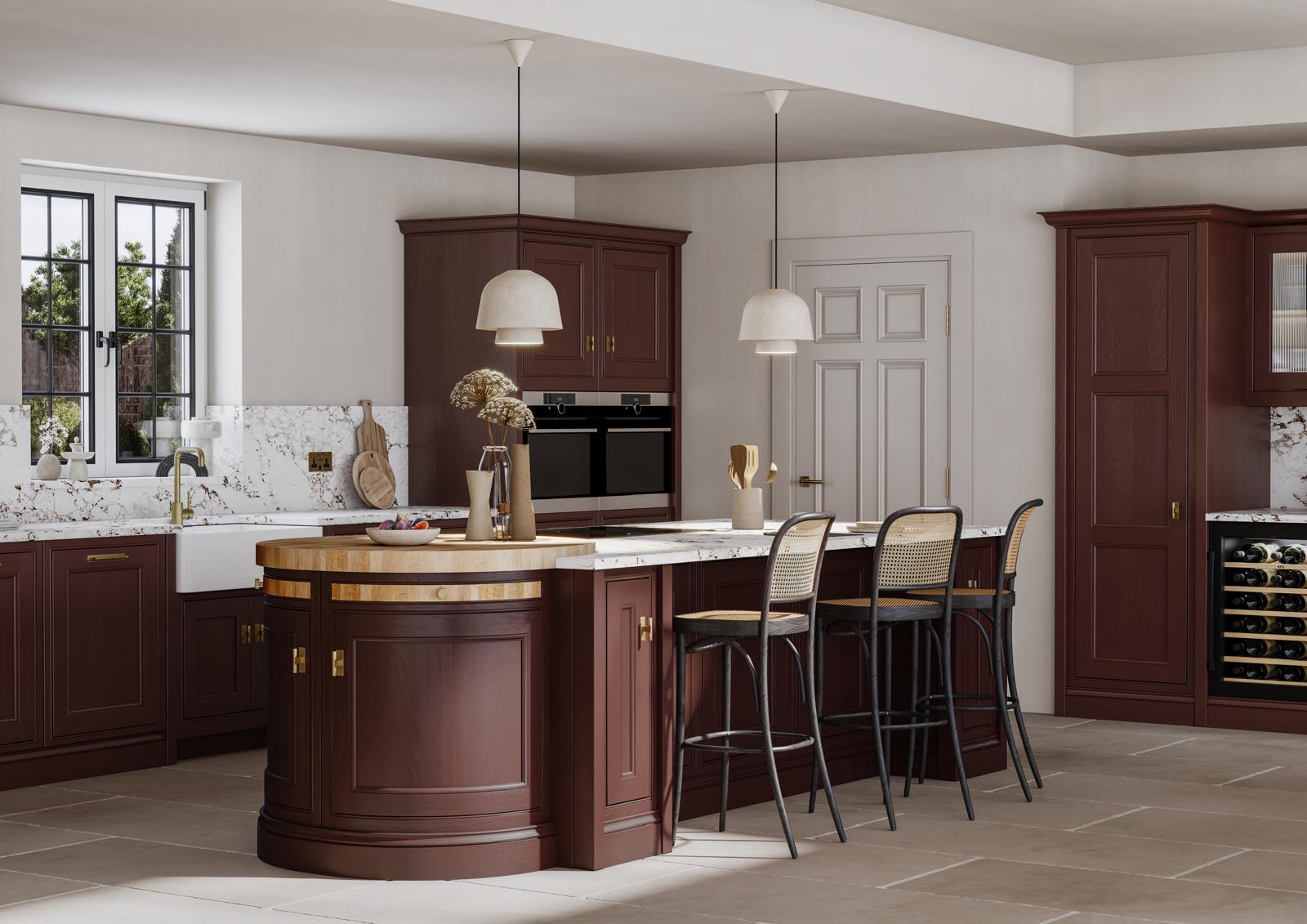 traditional brown kitchen with island