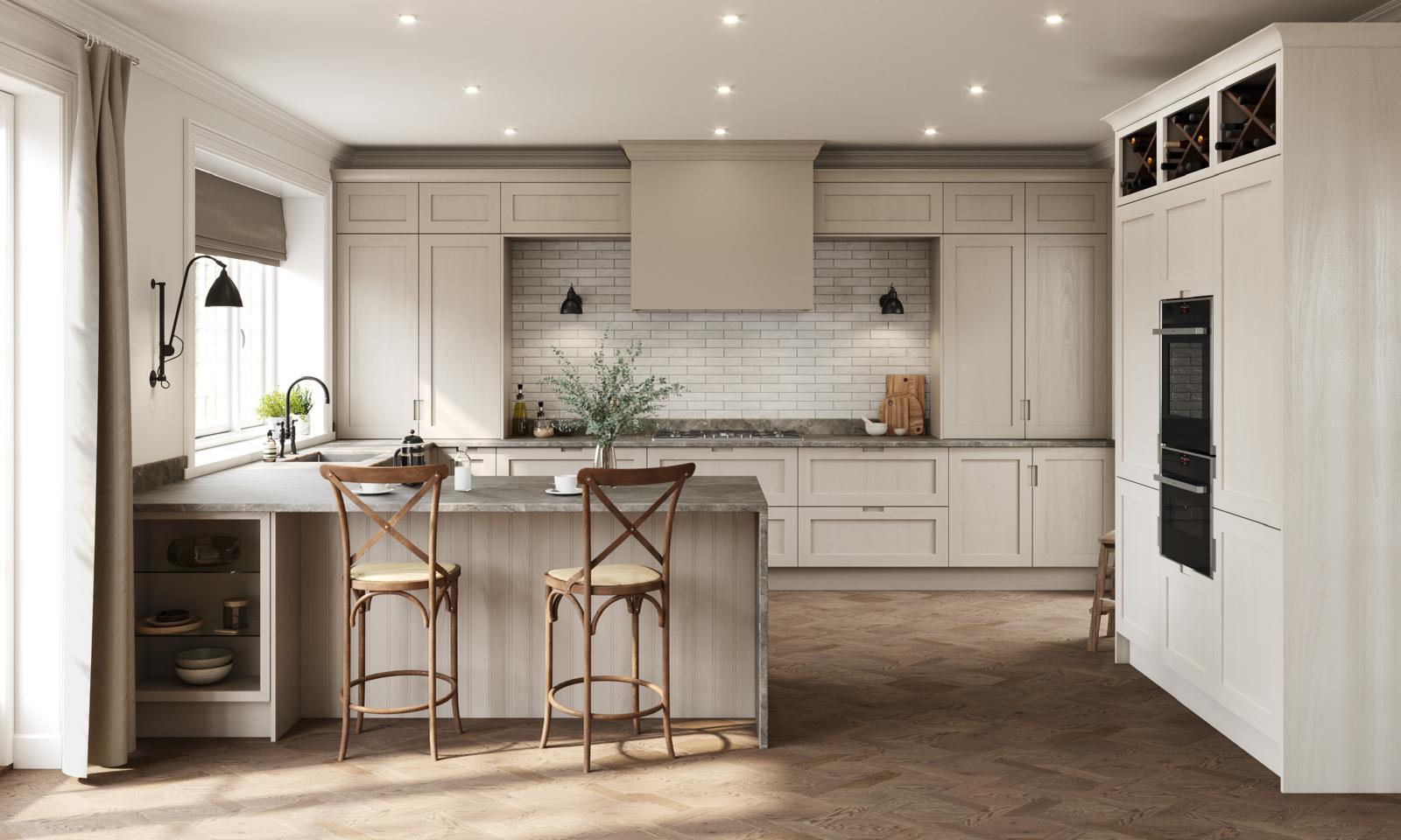 modern kitchen design with peninsula breakfast area